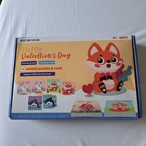 Valentine's Day Greeting Cards‎ With Animal Jigsaw Puzzles Kit For Kids,28 pack